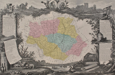 Victor LEVASSEUR : France, Carte ancienne du Gers, Gravure originale (photo de détail 2) - Crédit photo : Galerie Art.Paris