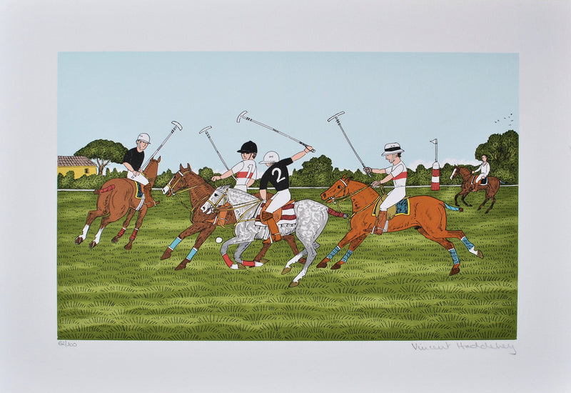 Vincent HADDELSEY : Le match de polo, Lithographie originale signée