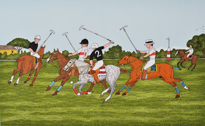 Vincent HADDELSEY : Le match de polo, Lithographie originale signée