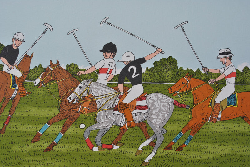 Vincent HADDELSEY : Le match de polo, Lithographie originale signée