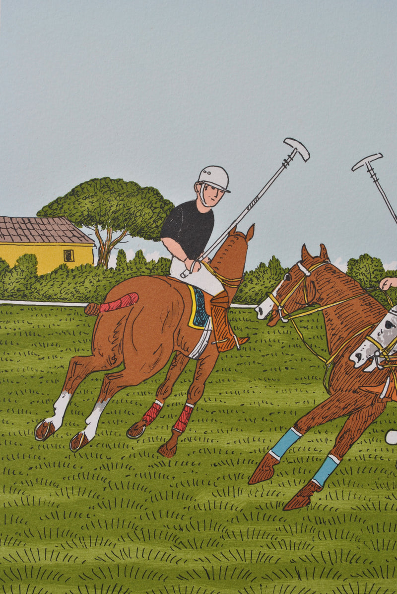 Vincent HADDELSEY : Le match de polo, Lithographie originale (photo de détail 7) - Crédit photo : Galerie Art.Paris