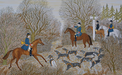 Vincent HADDELSEY : La chasse à courre, Lithographie originale (photo de détail 2) - Crédit photo : Galerie Art.Paris