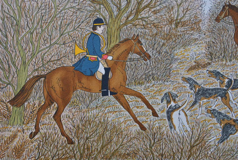 Vincent HADDELSEY : La chasse à courre, Lithographie originale (photo de détail 5) - Crédit photo : Galerie Art.Paris