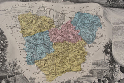 Victor LEVASSEUR : France, Carte ancienne de l'Eure, Gravure originale (photo de détail 5) - Crédit photo : Galerie Art.Paris