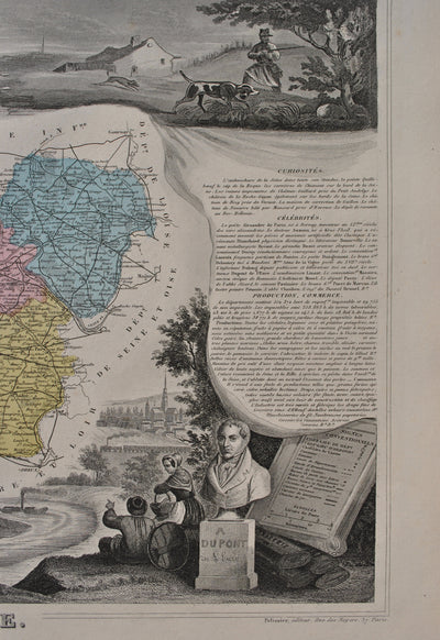 Victor LEVASSEUR : France, Carte ancienne de l'Eure, Gravure originale (photo de détail 6) - Crédit photo : Galerie Art.Paris