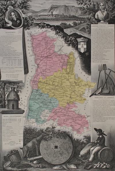 Victor LEVASSEUR : France, Carte ancienne de la Drôme, Gravure originale (photo de détail 2) - Crédit photo : Galerie Art.Paris