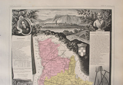 Victor LEVASSEUR : France, Carte ancienne de la Drôme, Gravure originale (photo de détail 5) - Crédit photo : Galerie Art.Paris