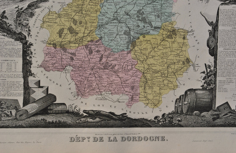 Victor LEVASSEUR : France, Carte ancienne de la Drôme, Gravure originale (photo de détail 3) - Crédit photo : Galerie Art.Paris