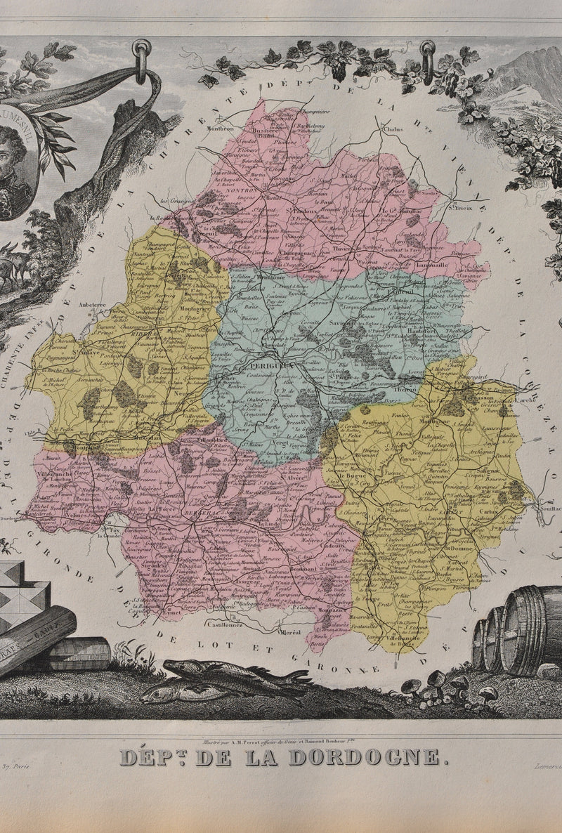 Victor LEVASSEUR : France, Carte ancienne de la Drôme, Gravure originale (photo de détail 6) - Crédit photo : Galerie Art.Paris