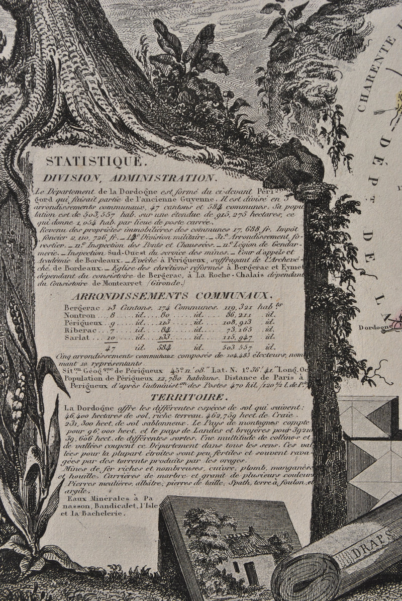 Victor LEVASSEUR : France, Carte ancienne de la Drôme, Gravure originale (photo de détail 8) - Crédit photo : Galerie Art.Paris