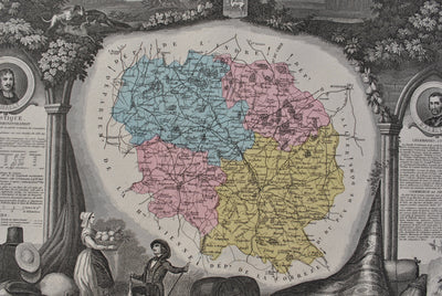 Victor LEVASSEUR : France, Carte ancienne de la Creuse, Gravure originale (photo de détail 4) - Crédit photo : Galerie Art.Paris