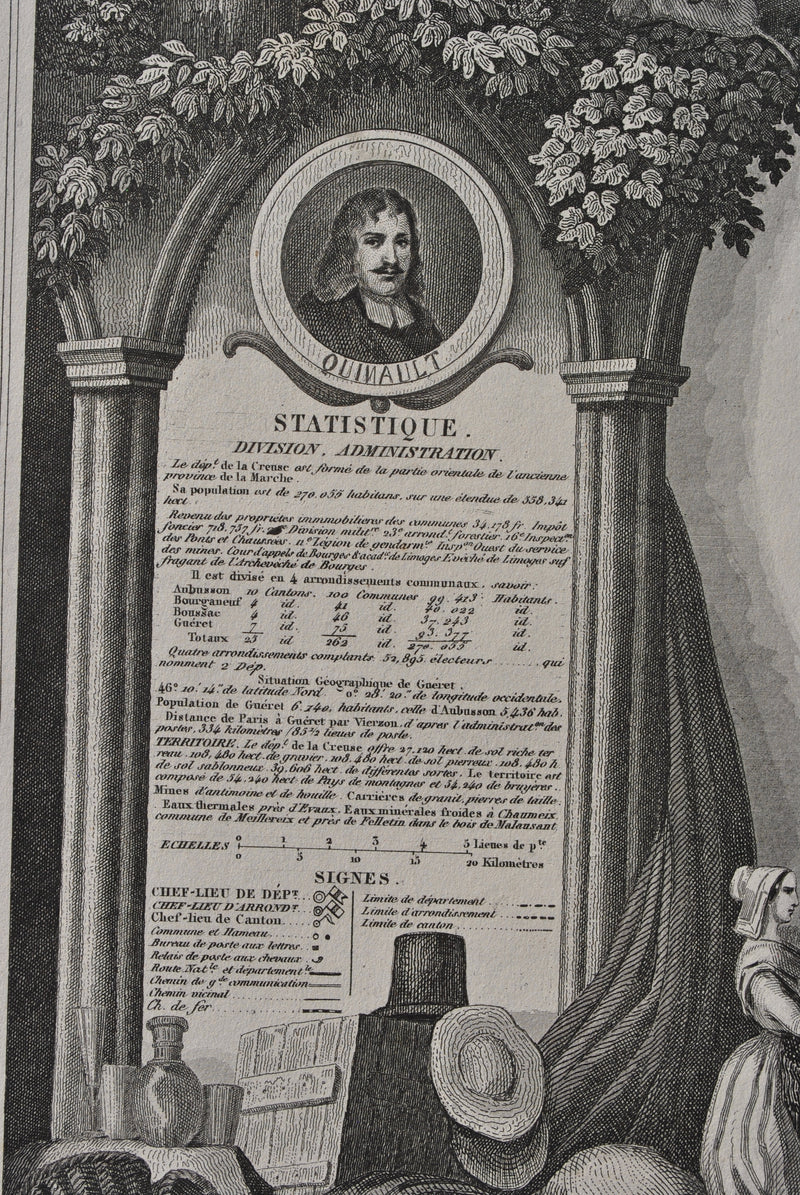 Victor LEVASSEUR : France, Carte ancienne de la Creuse, Gravure originale (photo de détail 7) - Crédit photo : Galerie Art.Paris