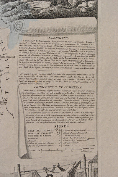 Victor LEVASSEUR : France, Carte ancienne des Côtes du Nord, Gravure originale (photo de détail 7) - Crédit photo : Galerie Art.Paris