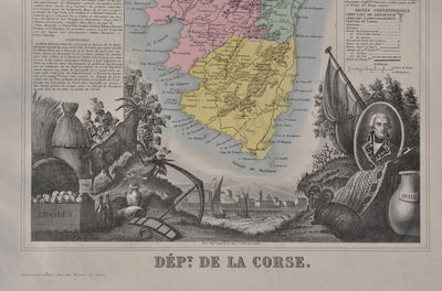 Victor LEVASSEUR : France, Carte ancienne de la Corse, Gravure originale (photo de détail 3) - Crédit photo : Galerie Art.Paris