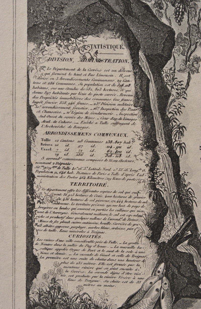 Victor LEVASSEUR : France, Carte ancienne de la Corrèze, Gravure originale (photo de détail 7) - Crédit photo : Galerie Art.Paris