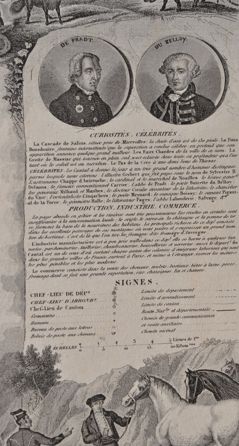 Victor LEVASSEUR : France, Carte ancienne du Cantal, Gravure originale (photo de détail 7) - Crédit photo : Galerie Art.Paris