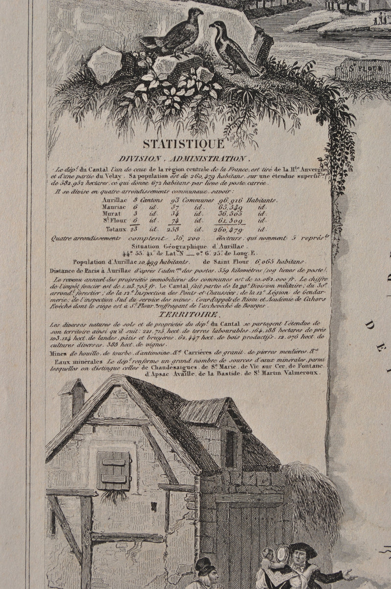 Victor LEVASSEUR : France, Carte ancienne du Cantal, Gravure originale (photo de détail 8) - Crédit photo : Galerie Art.Paris