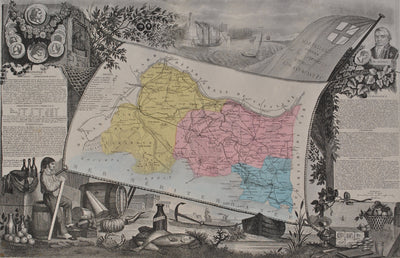 Victor LEVASSEUR : France, Carte ancienne du Rhône, Gravure originale (photo de détail 2) - Crédit photo : Galerie Art.Paris