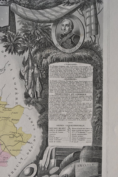 Victor LEVASSEUR : France, Carte ancienne de l'Aveyron, Gravure originale (photo de détail 7) - Crédit photo : Galerie Art.Paris