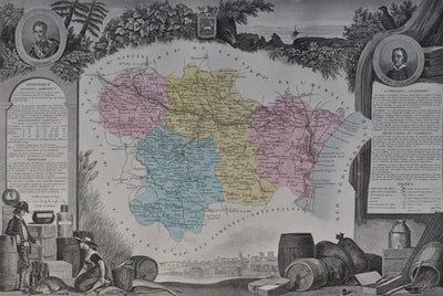 Victor LEVASSEUR : France, Carte ancienne de l'Aude, Gravure originale (photo de détail 2) - Crédit photo : Galerie Art.Paris