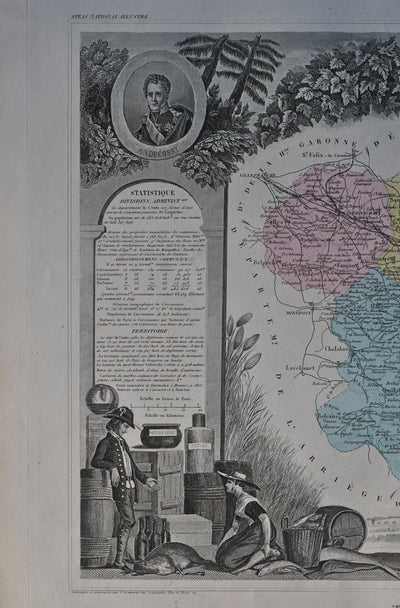 Victor LEVASSEUR : France, Carte ancienne de l'Aude, Gravure originale (photo de détail 4) - Crédit photo : Galerie Art.Paris