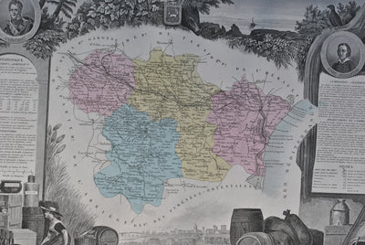 Victor LEVASSEUR : France, Carte ancienne de l'Aude, Gravure originale (photo de détail 6) - Crédit photo : Galerie Art.Paris