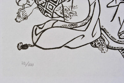 Ishikawa TOYONOBU : Geisha consentant, Lithographie originale (photo de détail 3) - Crédit photo : Galerie Art.Paris