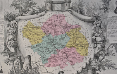 Victor LEVASSEUR : France, Carte ancienne de l'Aube, Gravure originale (photo de détail 6) - Crédit photo : Galerie Art.Paris