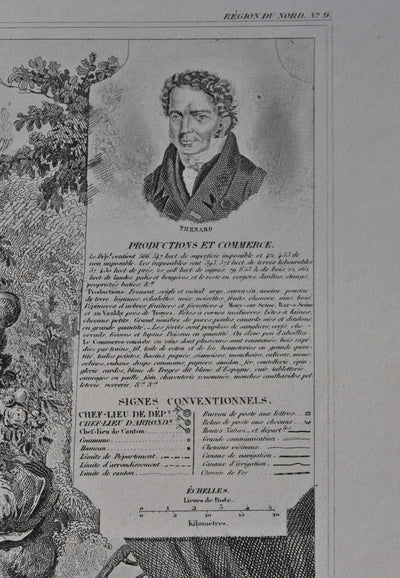 Victor LEVASSEUR : France, Carte ancienne de l'Aube, Gravure originale (photo de détail 8) - Crédit photo : Galerie Art.Paris