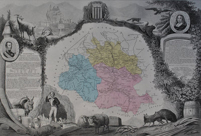 Victor LEVASSEUR : France, Carte ancienne de l'Ariège, Gravure originale (photo de détail 2) - Crédit photo : Galerie Art.Paris