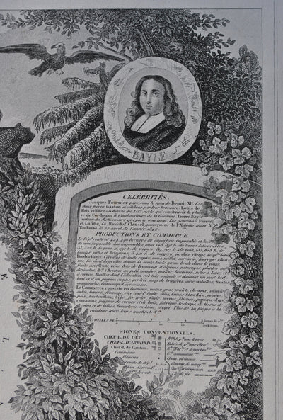 Victor LEVASSEUR : France, Carte ancienne de l'Ariège, Gravure originale (photo de détail 7) - Crédit photo : Galerie Art.Paris