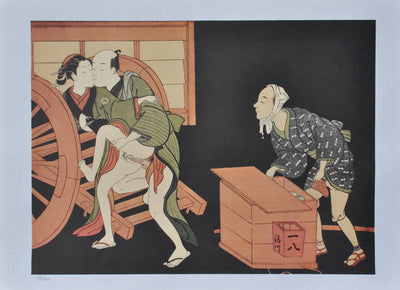 Suzuki HARUNOBU : Couple surpri, Lithographie originale (vue générale) - Crédit photo : Galerie Art.Paris