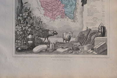 Victor LEVASSEUR : France, Carte ancienne de l'Ardèche, Gravure originale (photo de détail 5) - Crédit photo : Galerie Art.Paris