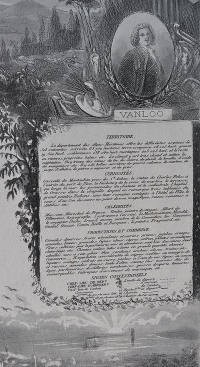 Victor LEVASSEUR : France, Carte ancienne des Alpes Maritimes, Gravure originale (photo de détail 7) - Crédit photo : Galerie Art.Paris