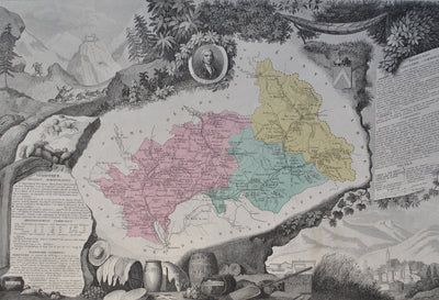 Victor LEVASSEUR : France, Carte ancienne des Hautes Alpes, Gravure originale (photo de détail 2) - Crédit photo : Galerie Art.Paris