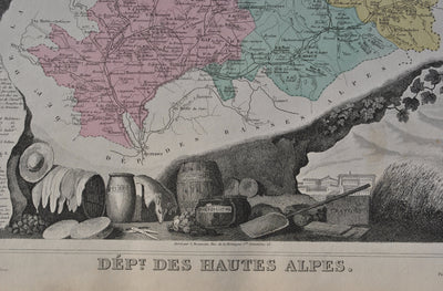 Victor LEVASSEUR : France, Carte ancienne des Hautes Alpes, Gravure originale (photo de détail 3) - Crédit photo : Galerie Art.Paris