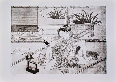 Suzuki HARUNOBU : Plaisir au jardi, Lithographie originale (vue générale) - Crédit photo : Galerie Art.Paris