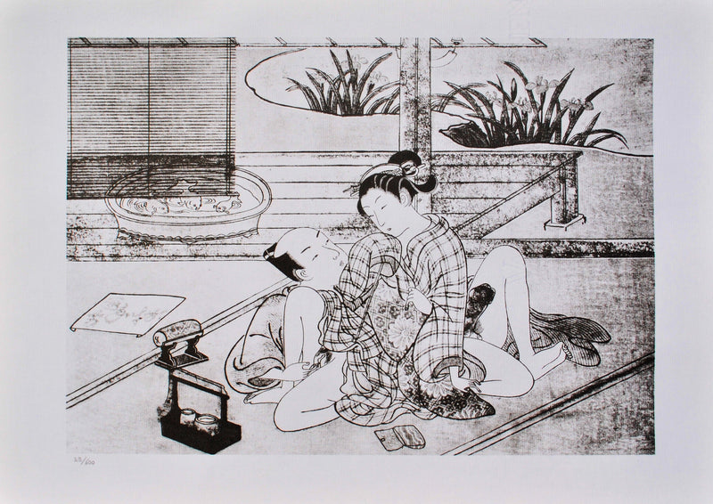 Suzuki HARUNOBU : Plaisir au jardi, Lithographie originale (vue générale) - Crédit photo : Galerie Art.Paris