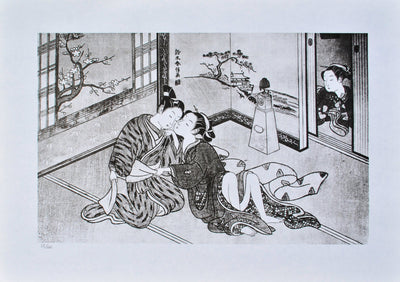 Suzuki HARUNOBU : La voyeus, Lithographie originale (vue générale) - Crédit photo : Galerie Art.Paris