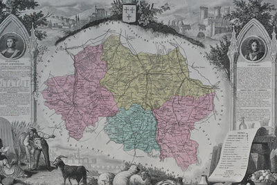 Victor LEVASSEUR : France, Carte ancienne de l'Allier, Gravure originale (photo de détail 6) - Crédit photo : Galerie Art.Paris