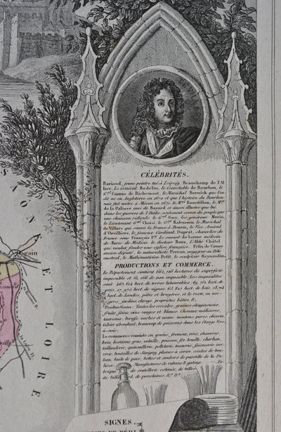 Victor LEVASSEUR : France, Carte ancienne de l'Allier, Gravure originale (photo de détail 8) - Crédit photo : Galerie Art.Paris