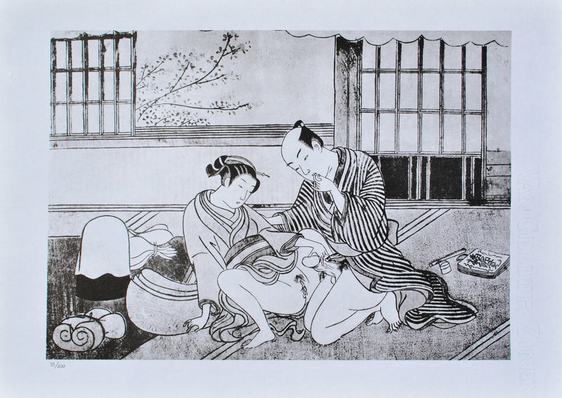 Suzuki HARUNOBU : Surprise de taill, Lithographie originale (vue générale) - Crédit photo : Galerie Art.Paris