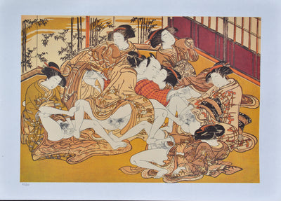 Isoda KORYUSAI : L'orgi, Lithographie originale (vue générale) - Crédit photo : Galerie Art.Paris