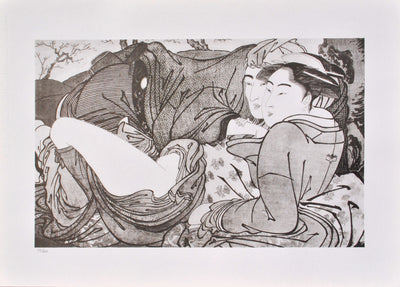 Kitagawa UTAMARO : Le couple complic, Lithographie originale (vue générale) - Crédit photo : Galerie Art.Paris