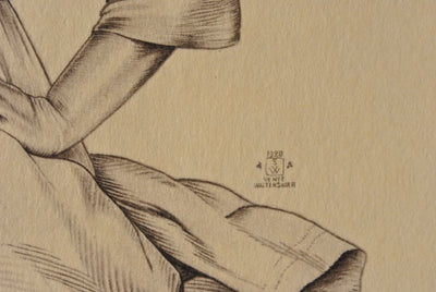 Walter SAUER : Gitane assise, Gravure signée