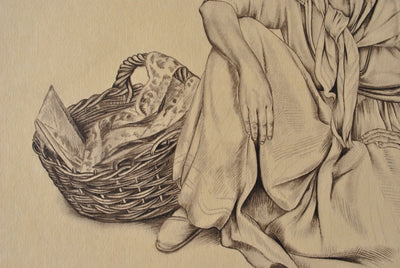 Walter SAUER : Gitane assise, Gravure signée