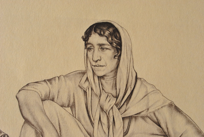 Walter SAUER : Gitane assise, Gravure signée