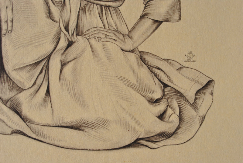 Walter SAUER : Gitane assise, Gravure signée