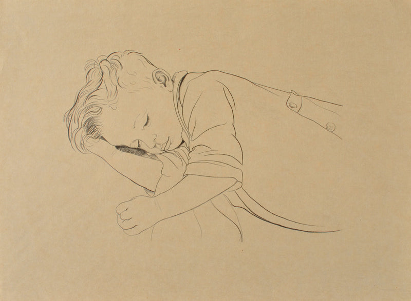 Walter SAUER : Enfant endormi, Gravure originale (vue générale) - Crédit photo : Galerie Art.Paris