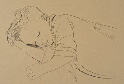 Walter SAUER : Enfant endormi, Gravure originale (photo de détail 2) - Crédit photo : Galerie Art.Paris